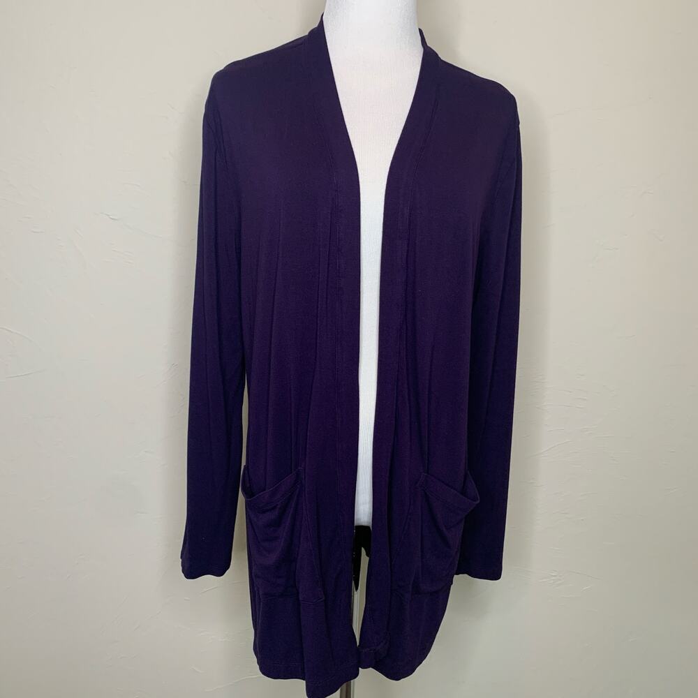 Cielo Dark Purple Open Front Cardigan Jersey Sz Medium